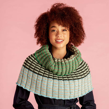 Caron Beginner Ribbed Knit Striped Cowl Single Size