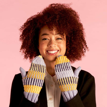 Caron Knit Piano Key Mittens Blue Moon