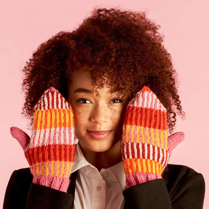 Caron Knit Piano Key Mittens Blue Moon