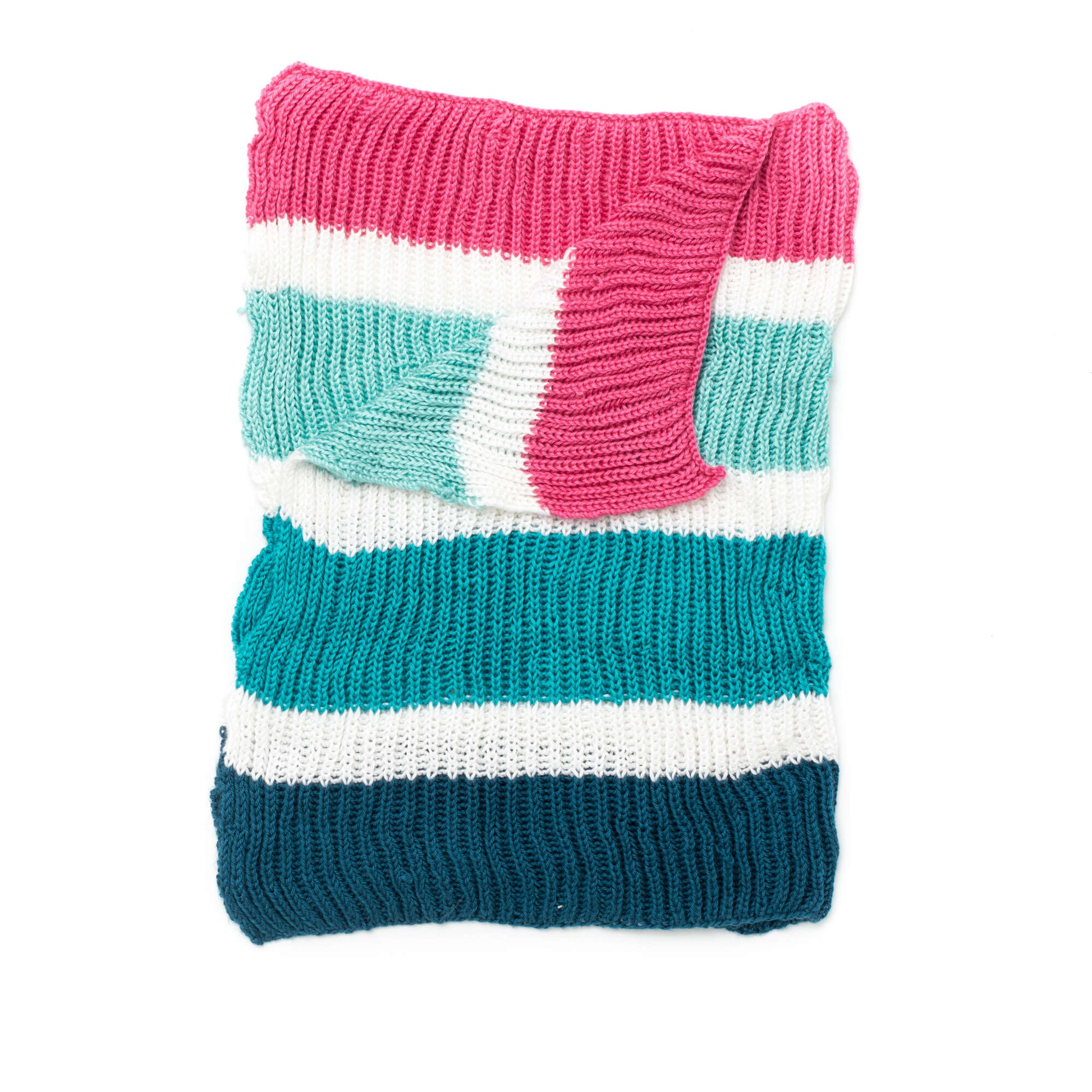 Free Caron Knit Beanie With Bright Pompom Pattern