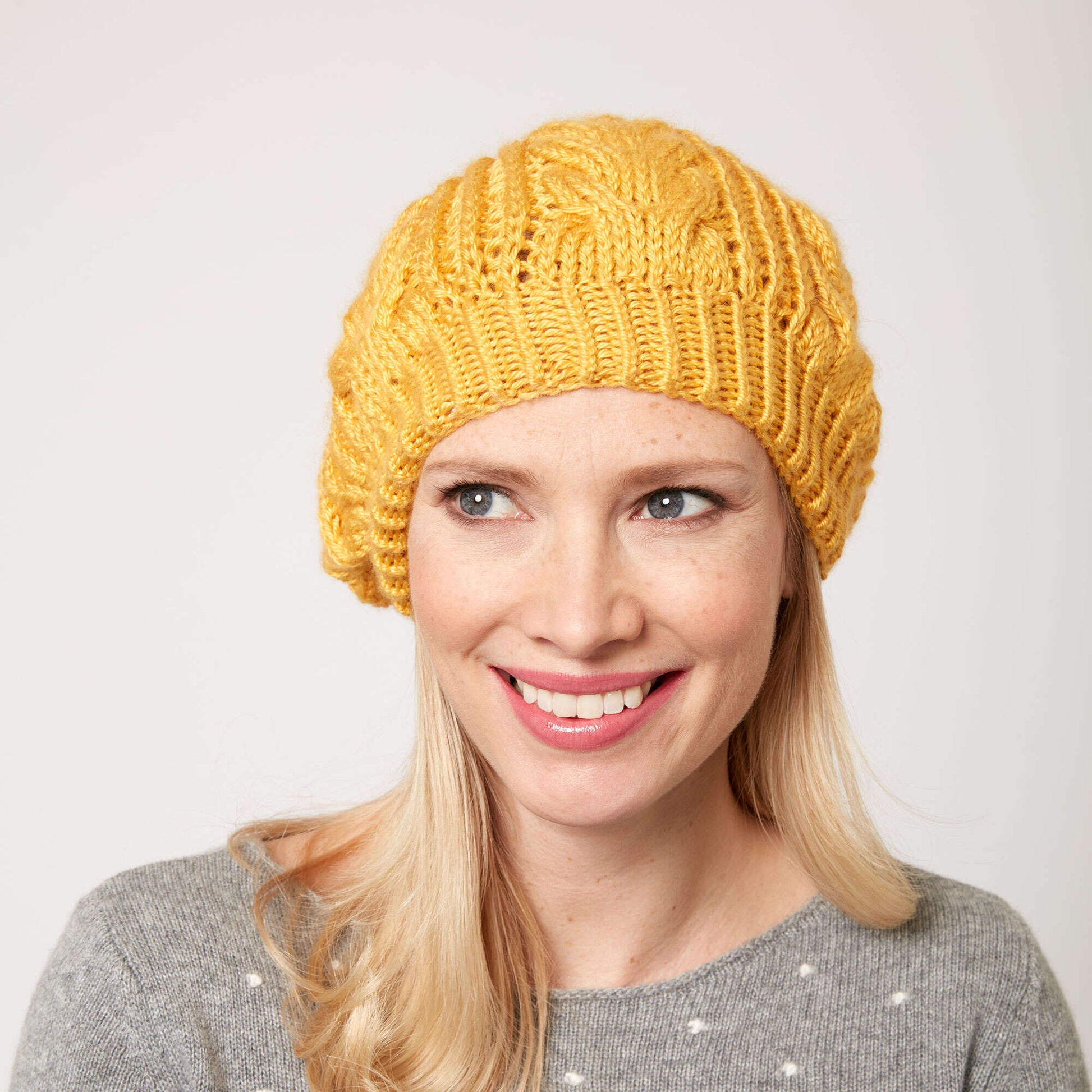Free Caron Shaker Cable Hat Knit Pattern