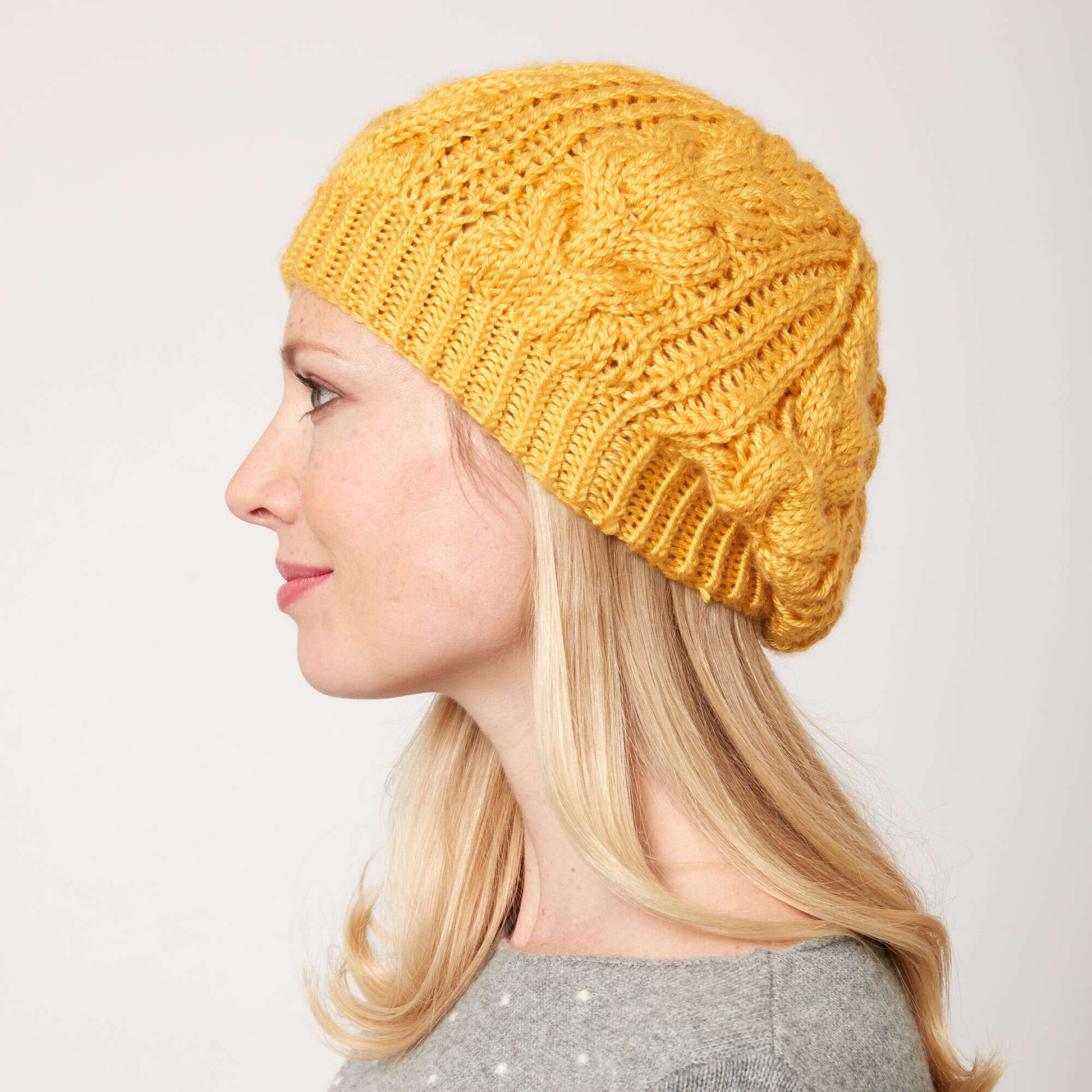 Free Caron Knit Shaker Cable Hat Pattern