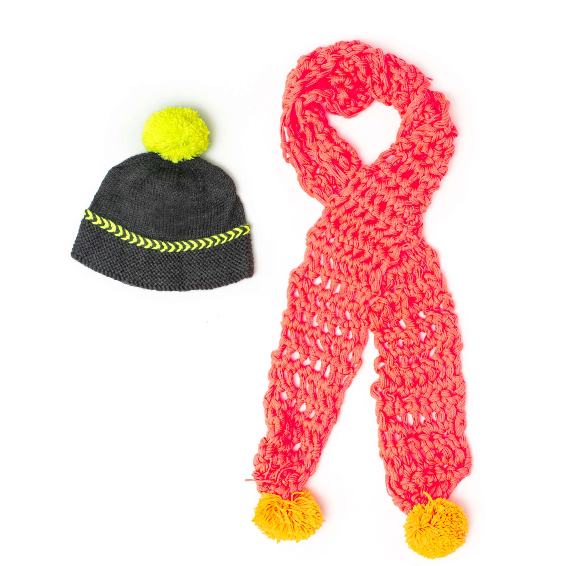 Free Caron Knit Pop Of Neon Hat Pattern