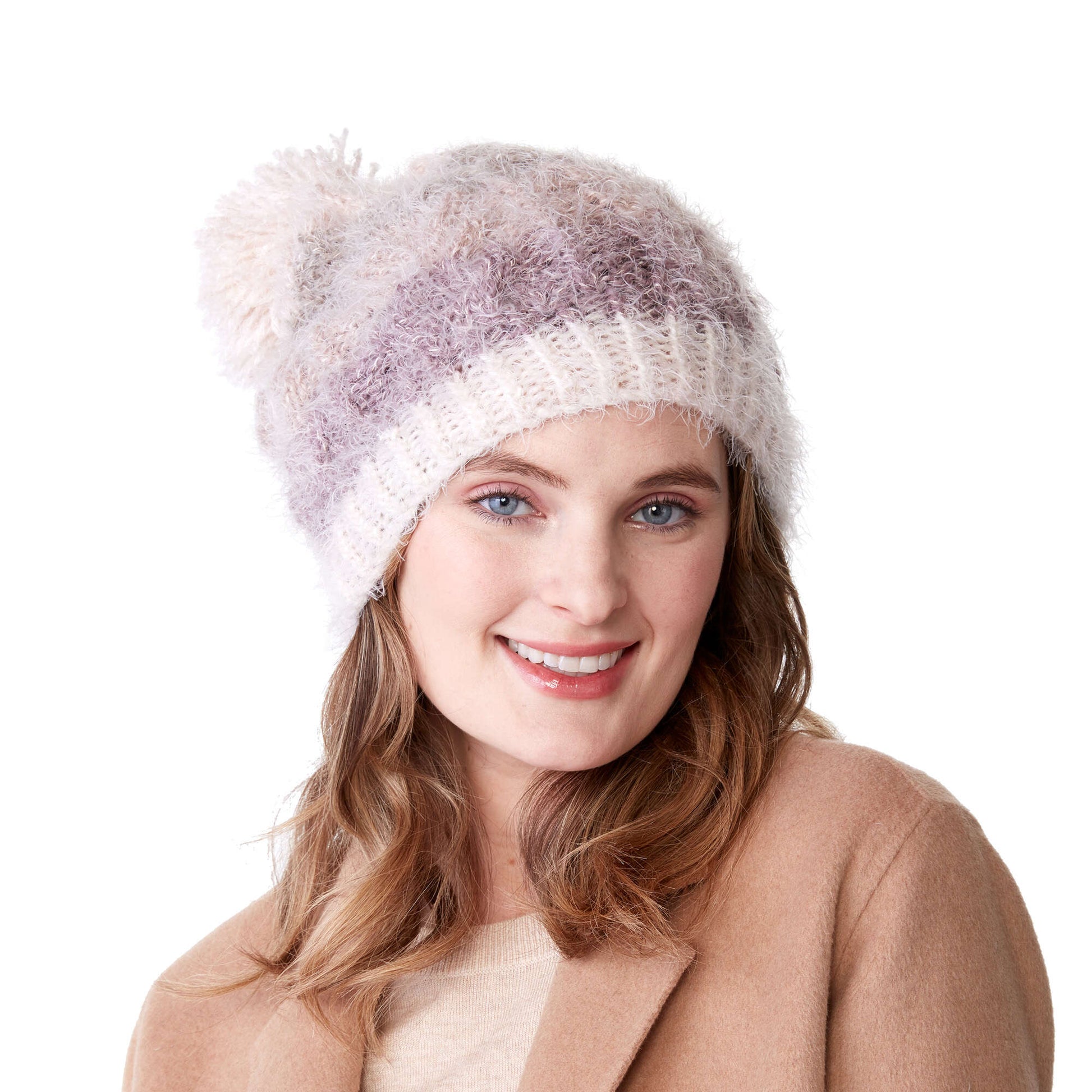 Free Caron Lucky Horseshoe Cable Knit Hat Pattern