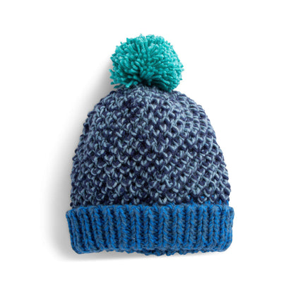 Caron Double Strand Knit Textured Hat Blue Velvet