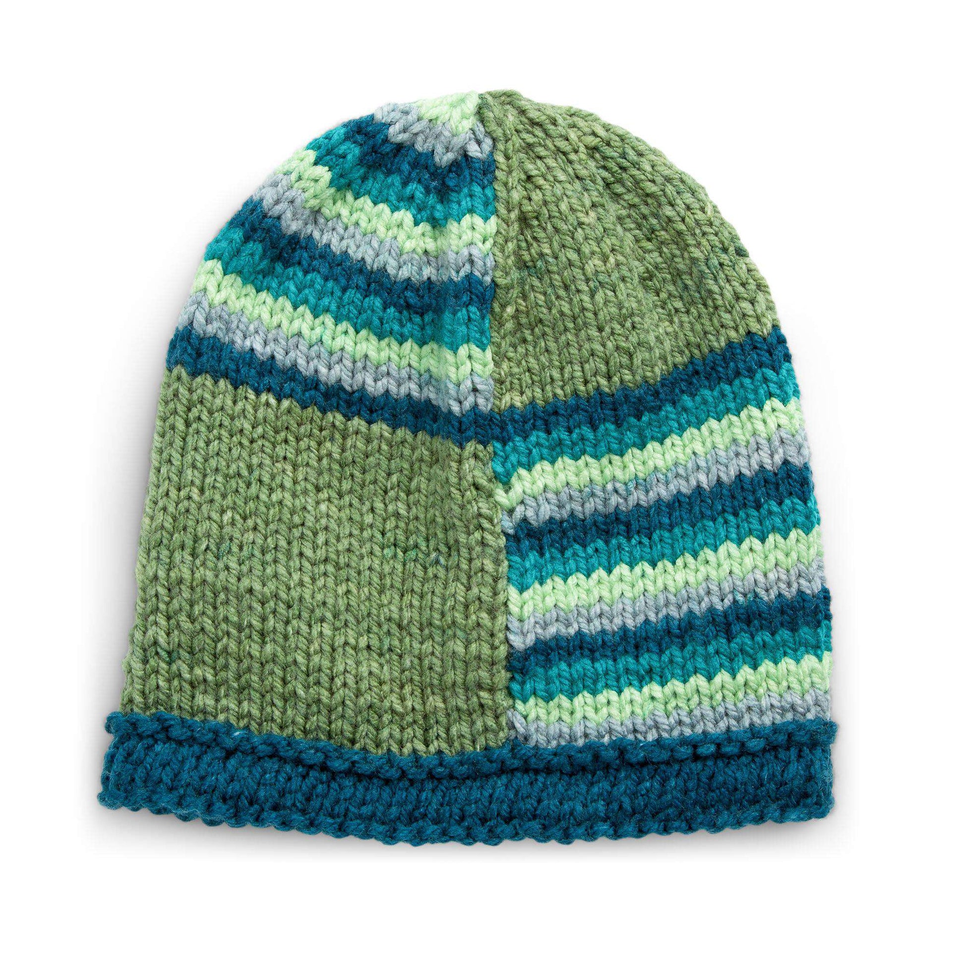Free Caron Easy Striped & Blocked Knit Hat Pattern