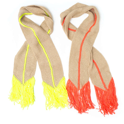 Caron Knit Hot Point Scarf Neon Yellow