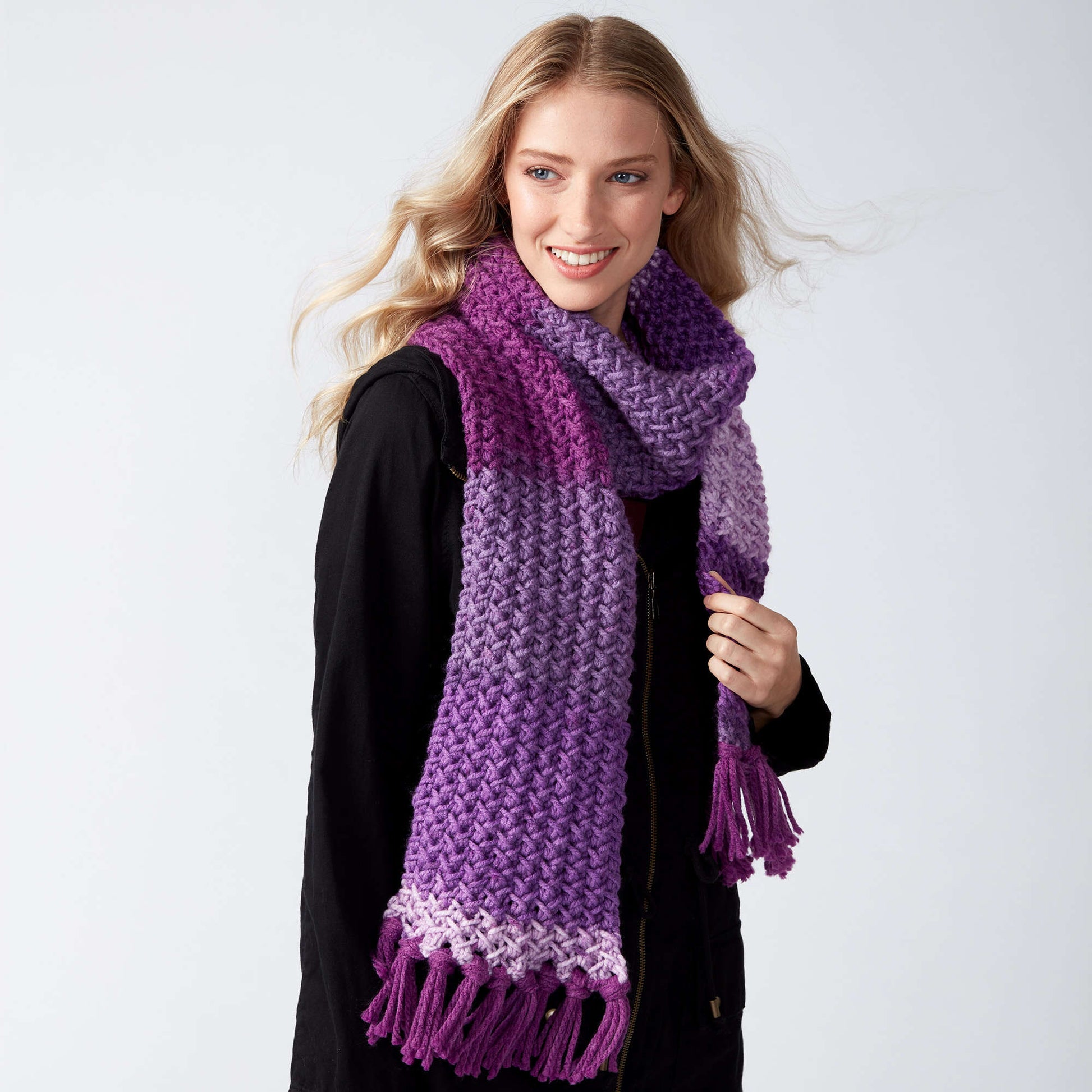 Caron Knit Herringbone Texture Scarf Yarnspirations