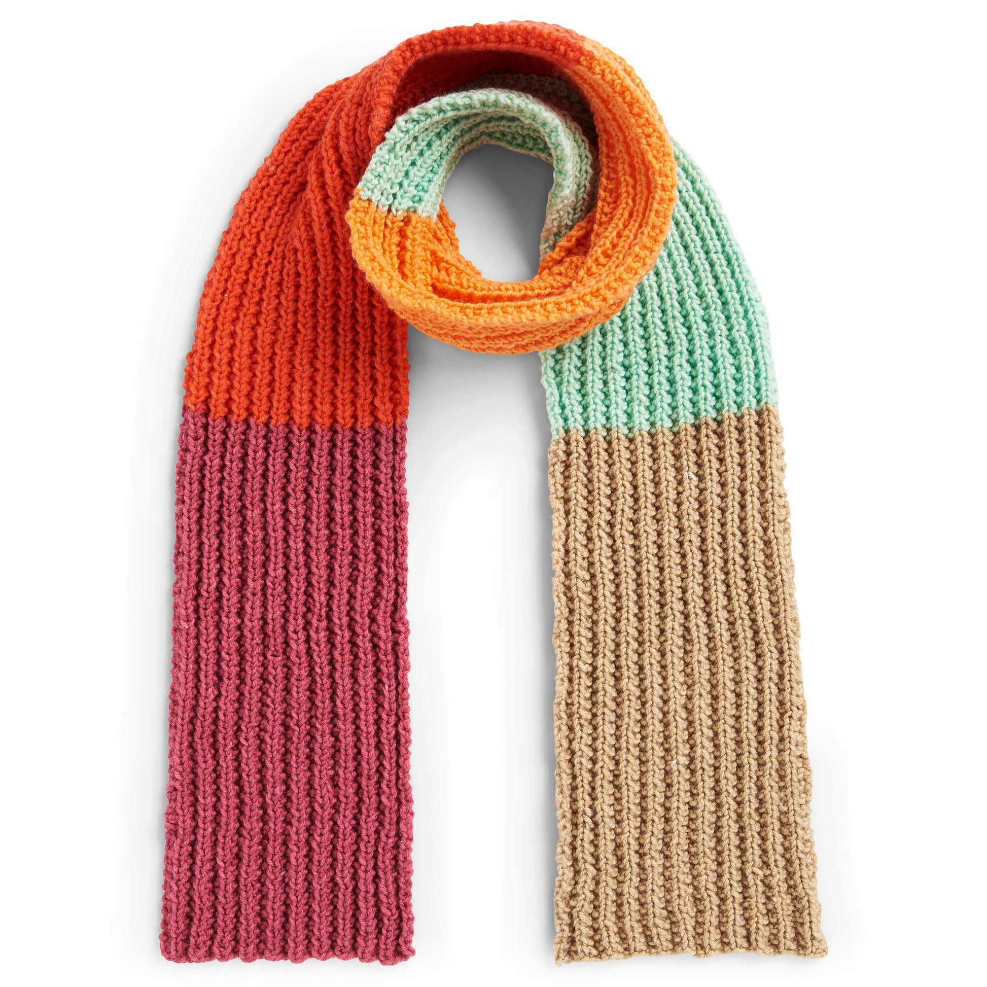 Free Caron O'Go With The Flow Knit Scarf Pattern