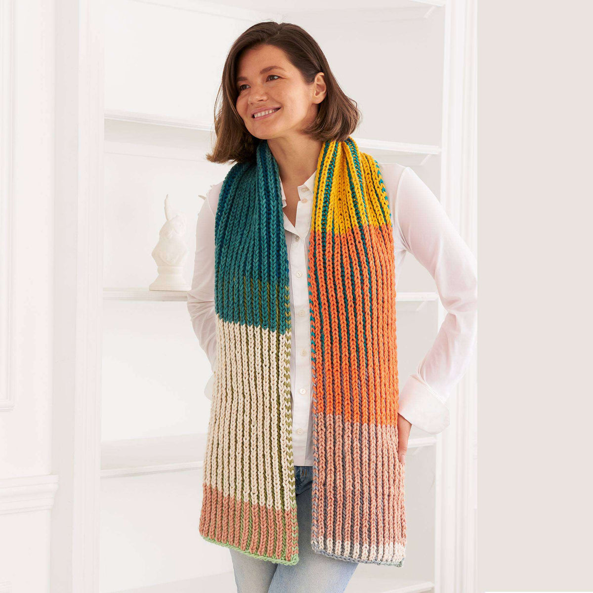 Knit Scarf made in Caron Colorama O'Go yarn