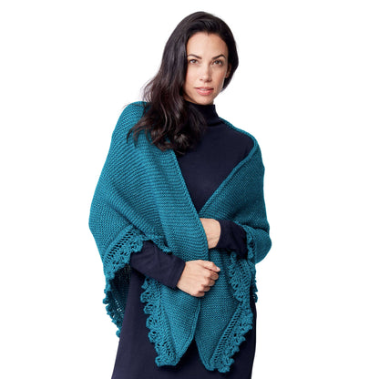 Caron Lacy Edged Knit Shawl Single Size