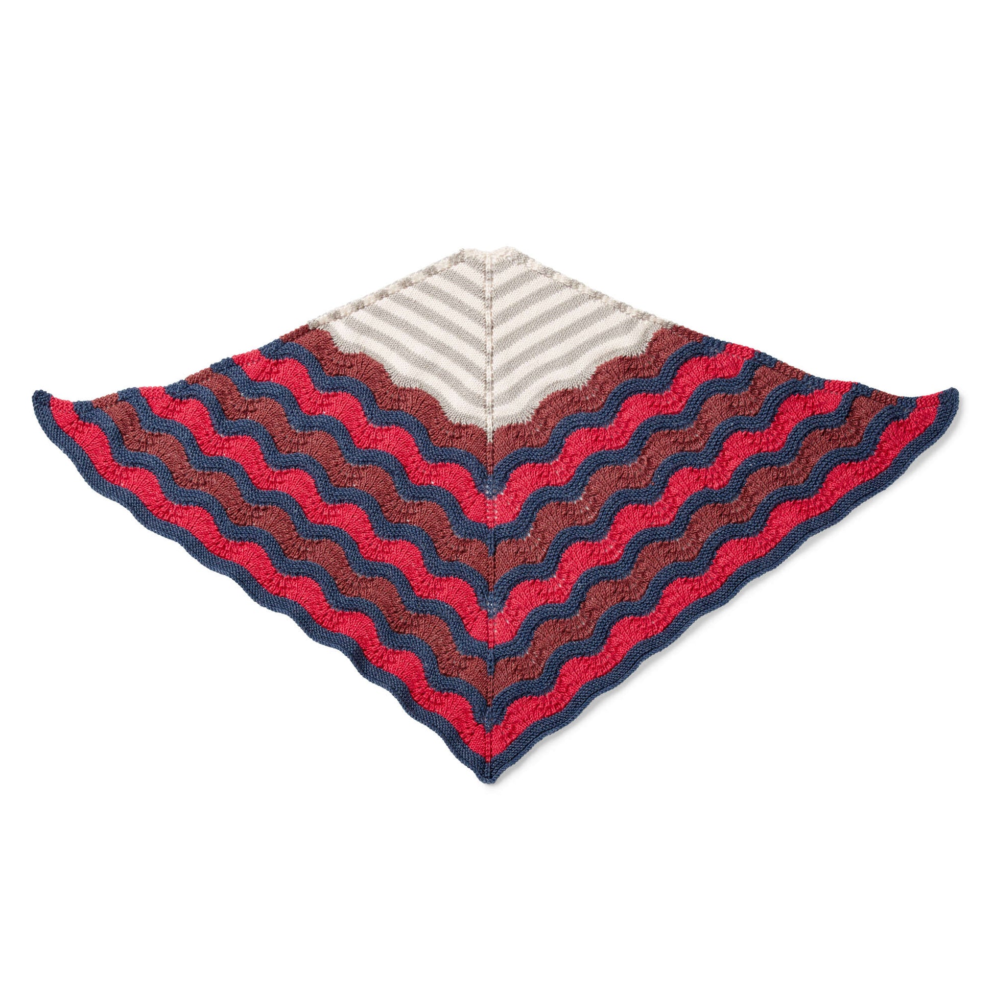 Free Caron X Pantone Old Shale Striped Knit Shawl Pattern