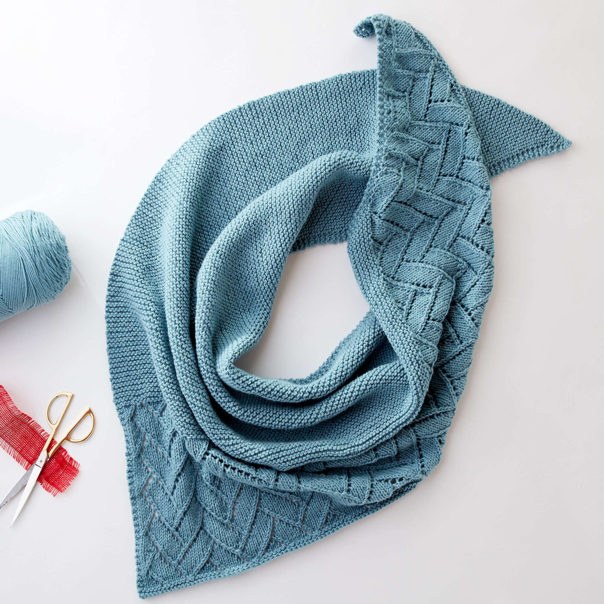 Caron Asymmetrical Lace Knit Shawl Single Size
