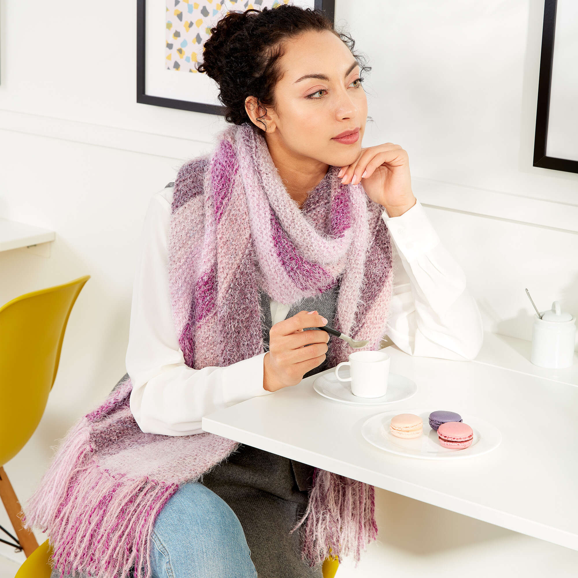 Free Easy Caron Bias Wrap Knitting Pattern | Yarnspirations