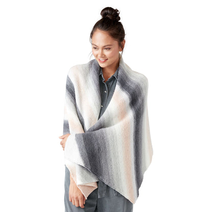 Caron Knit Diagonal Garter Stripes Shawl Single Size