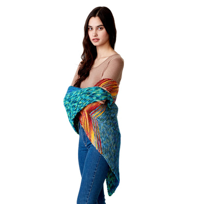 Caron Ocean Sunset Knit Shawl Single Size