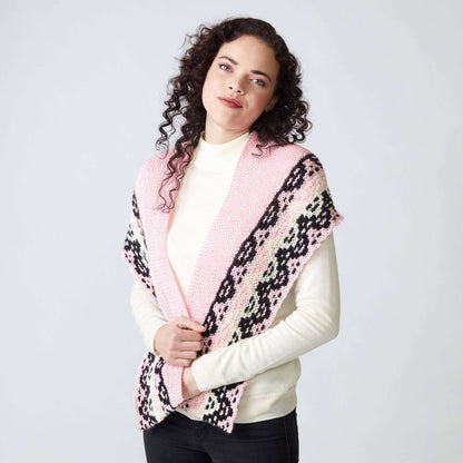 Caron Mosaic Border Knit Shawl Single Size