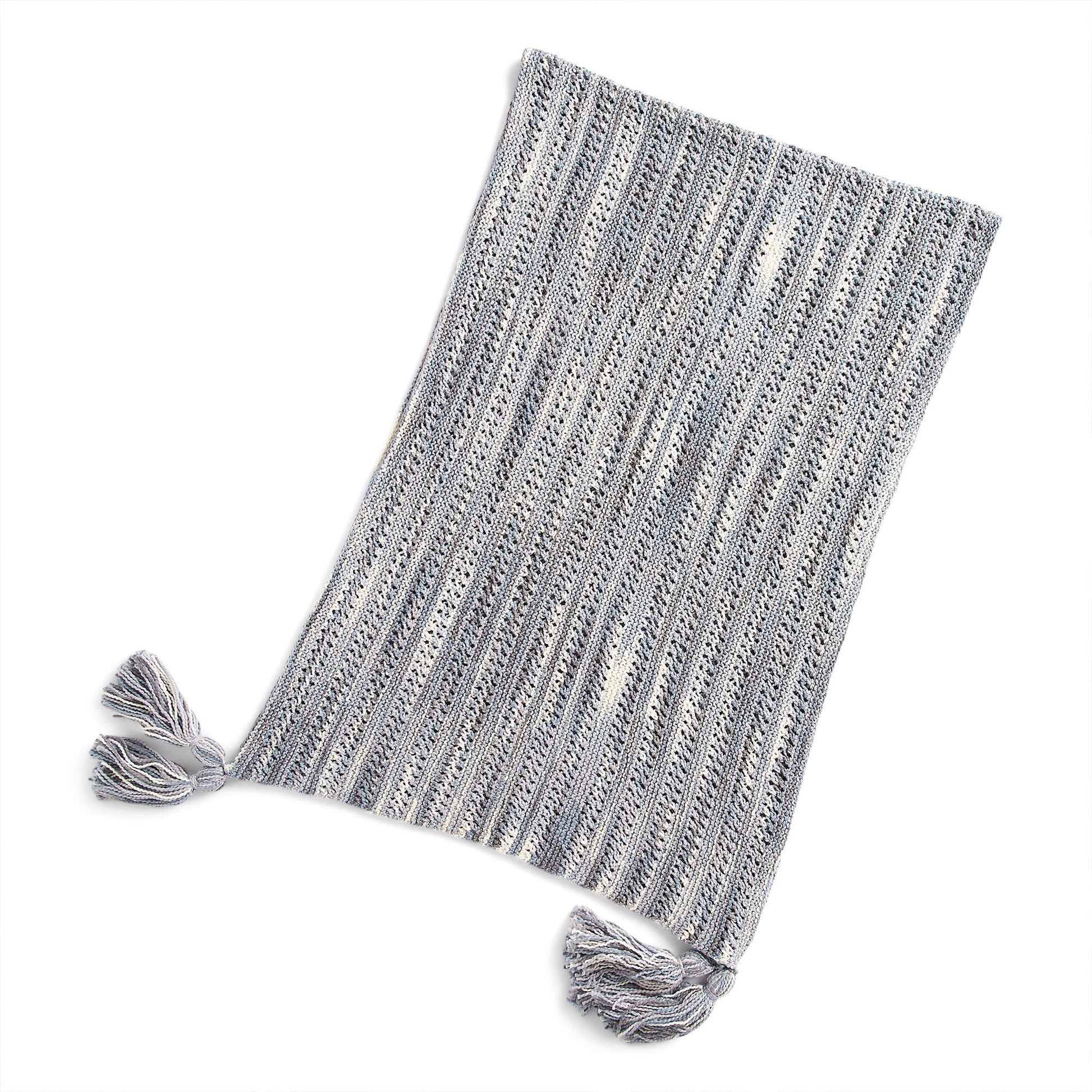 Free Caron Eyelet Stripes Knit Shawl Pattern