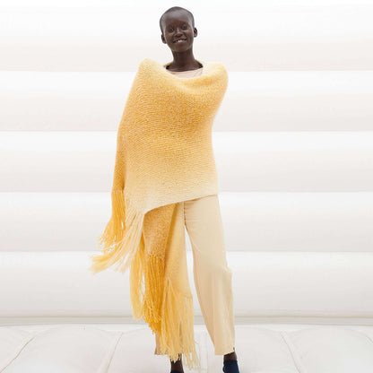 Caron Knit Dramatic Shades Shawl with Fringe Single Size