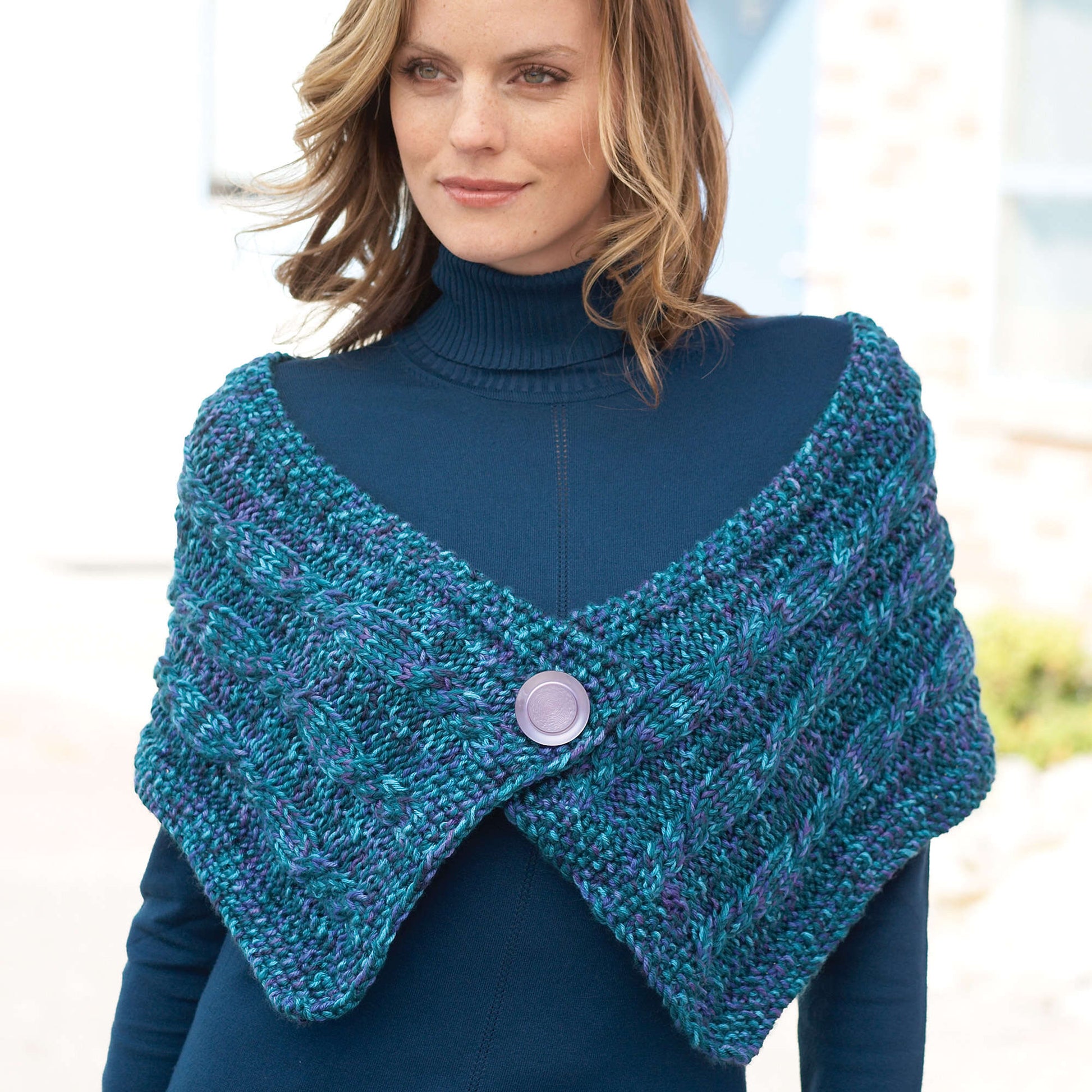 Free Caron Oceanic Cables Wrap Knit Pattern