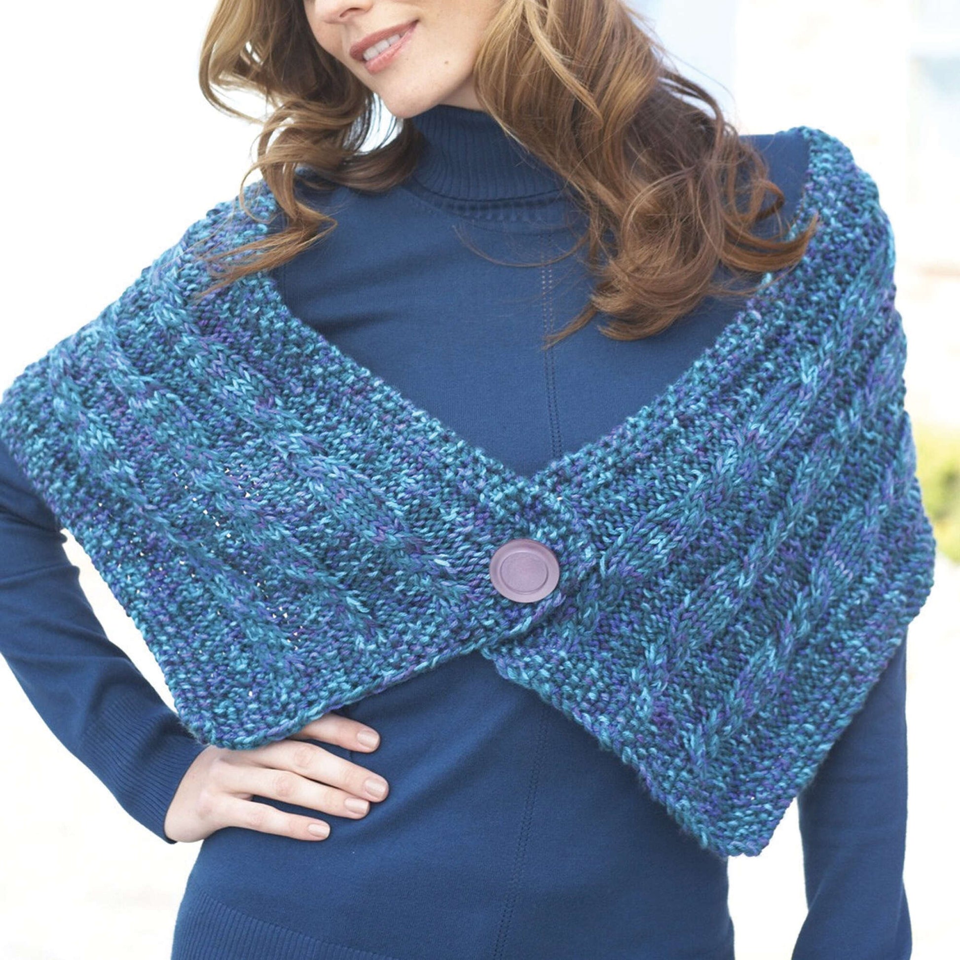 Free Caron Oceanic Cables Wrap Knit Pattern