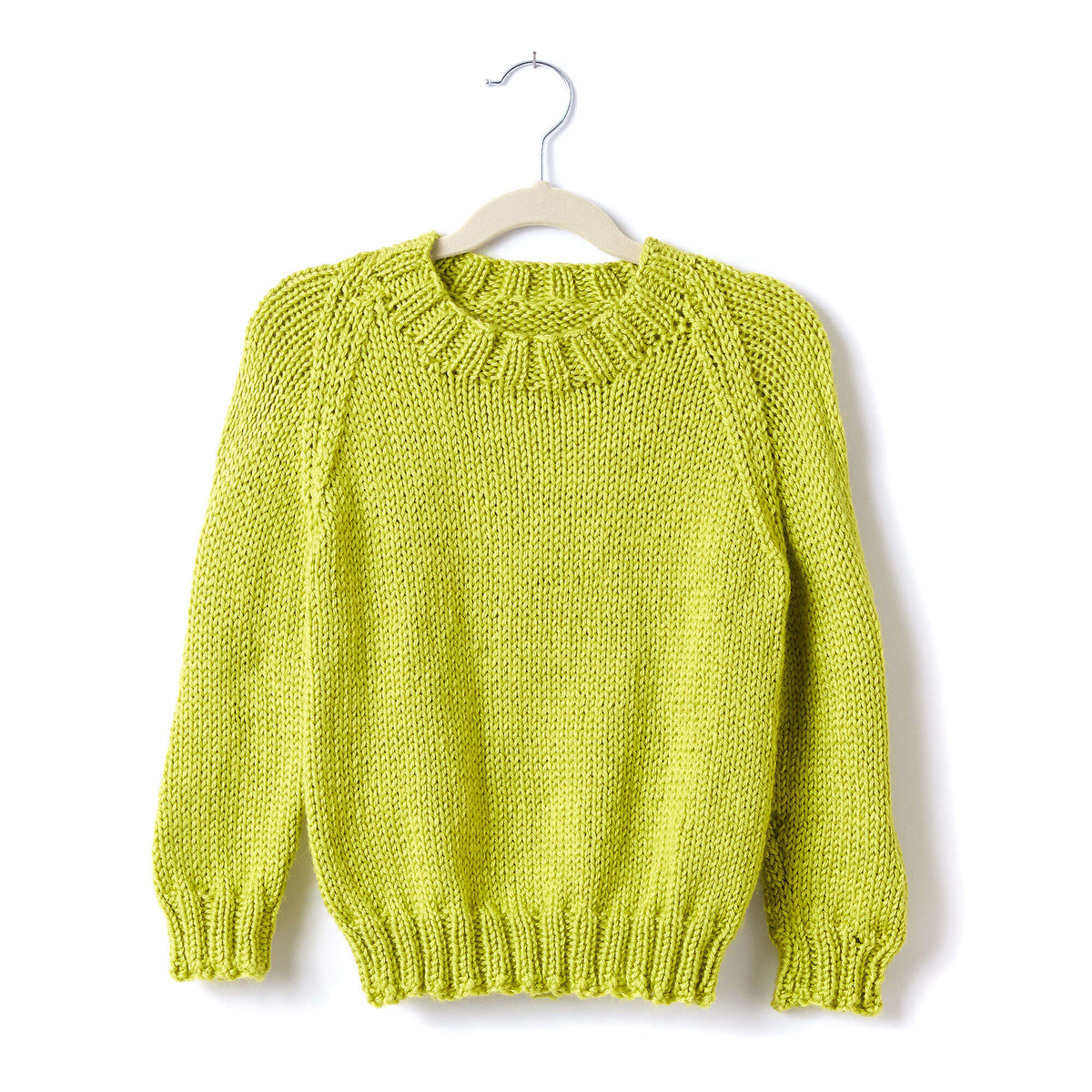Free Easy Caron Adult Crew Neck Pullover Knitting Pattern 