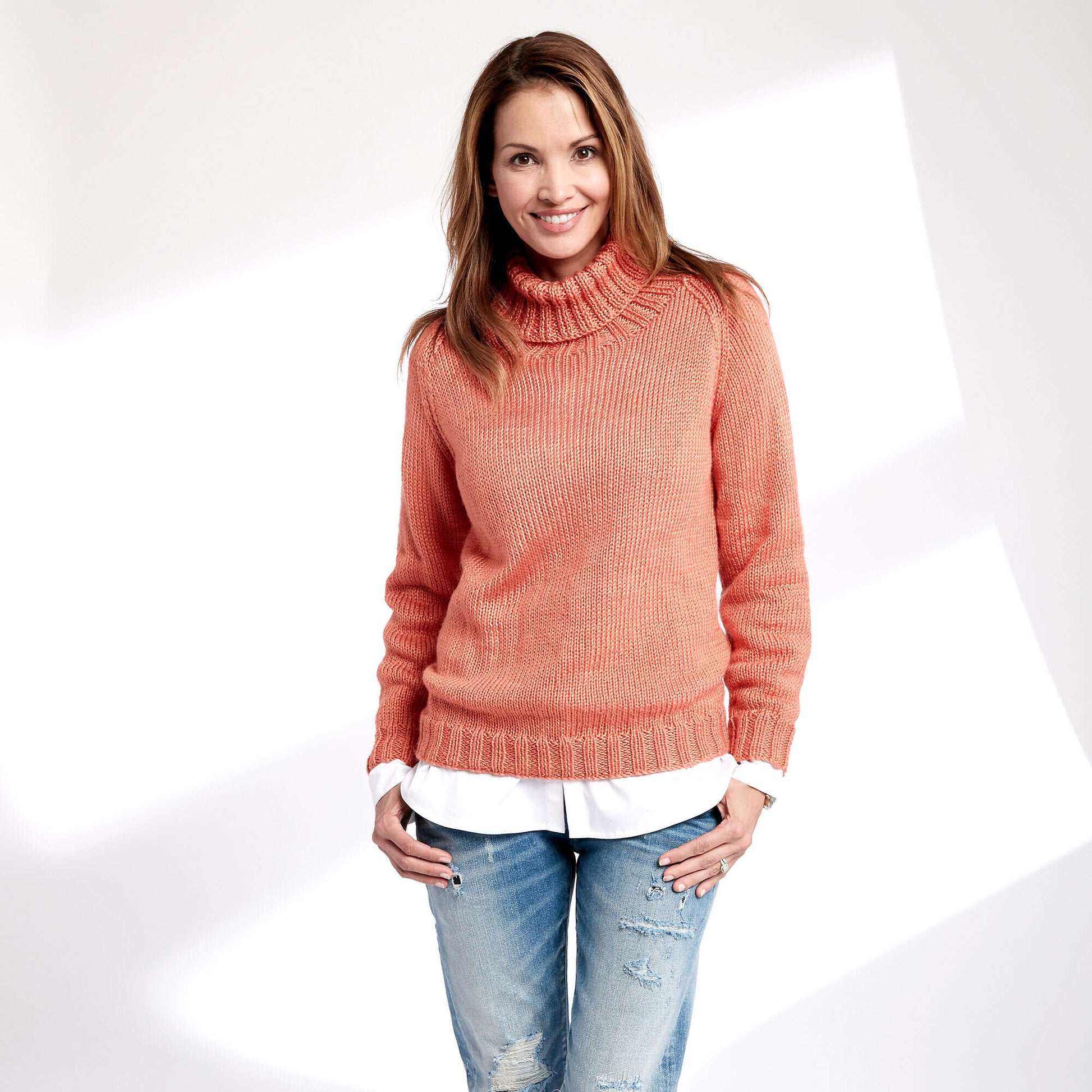 Free Caron Adult Knit Turtle Neck Pullover Pattern