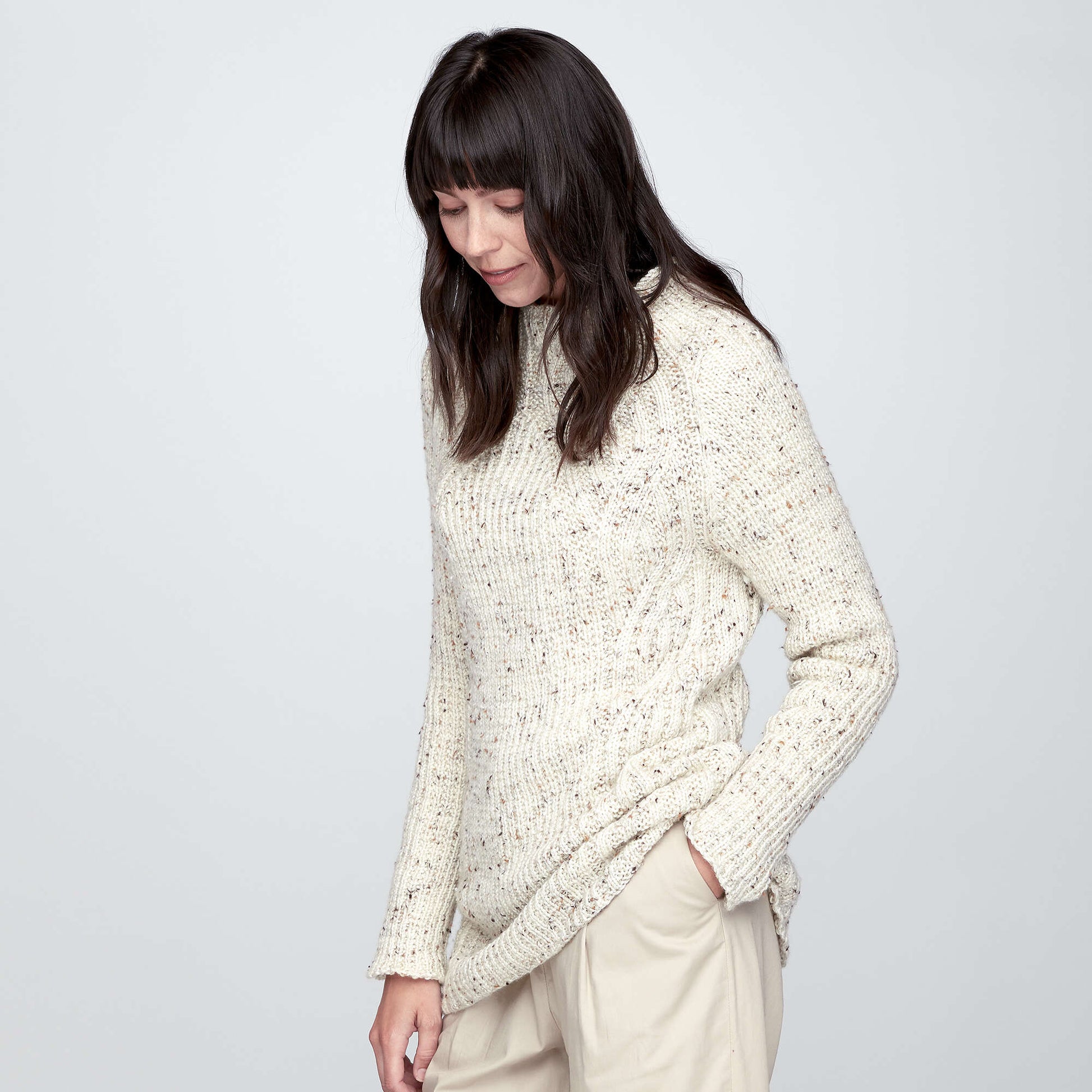 Free Caron Textured Shifts Knit Sweater Pattern