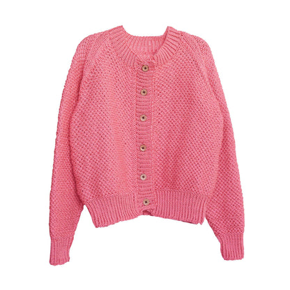 Caron Slip Stitch Knit Cardigan Watermelon