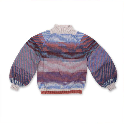 Caron Knit Striped Statement Sleeve Pullover L