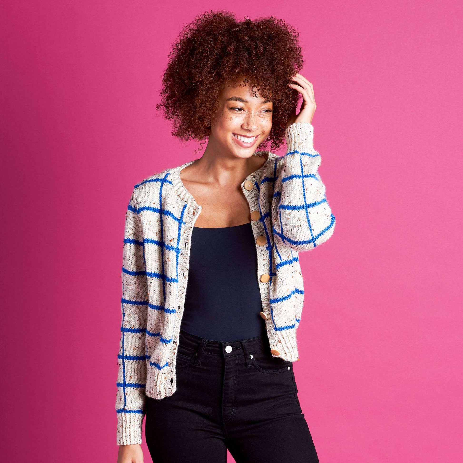 Free Caron Windowpane Cardigan Knitting Pattern | Yarnspirations