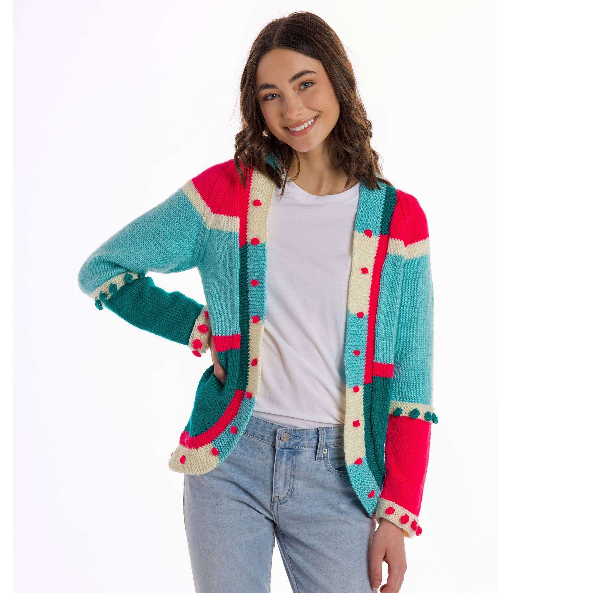 Free Caron Connect The Dots Knit Cardigan Pattern