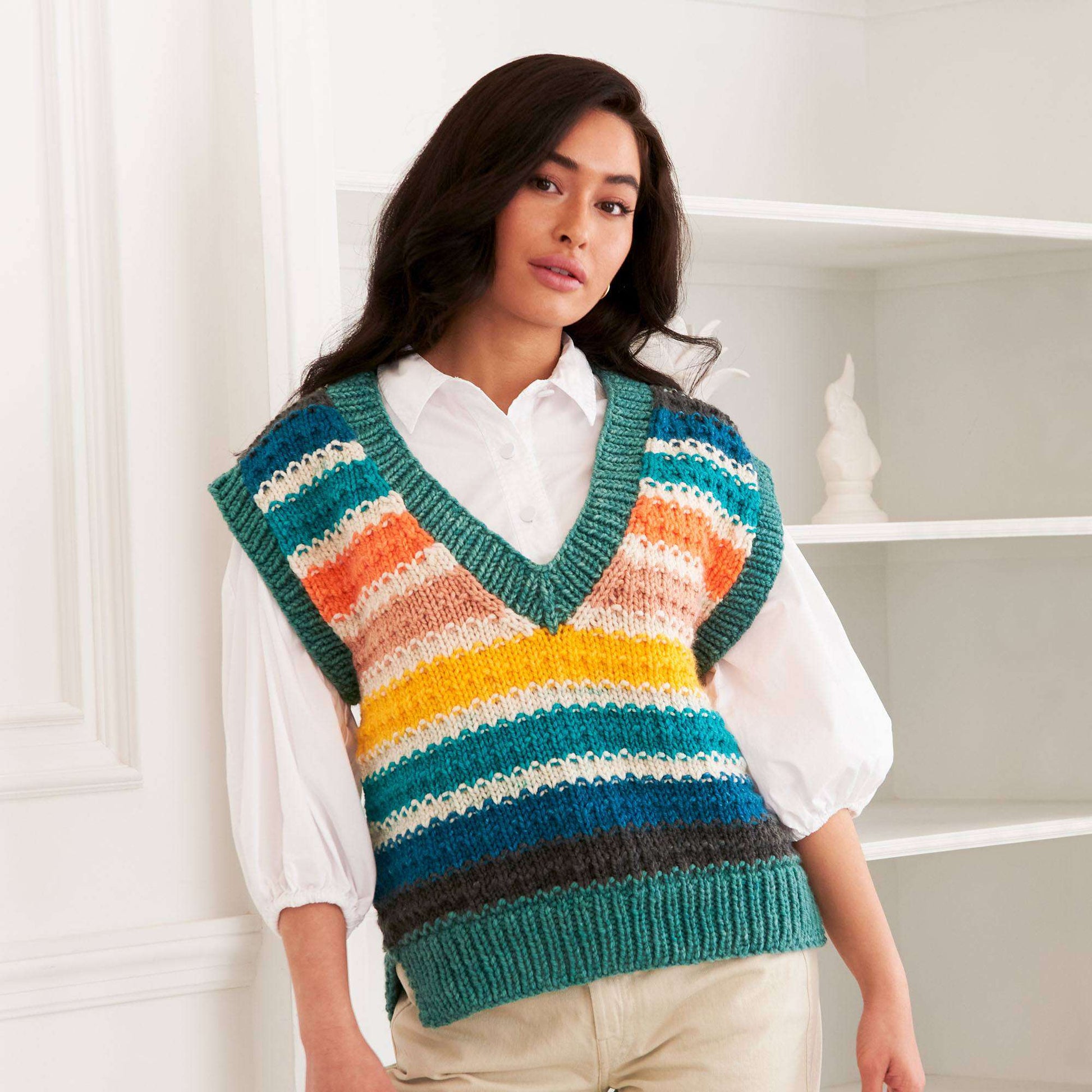 Free Caron Knit City Walks Sweater Vest Pattern
