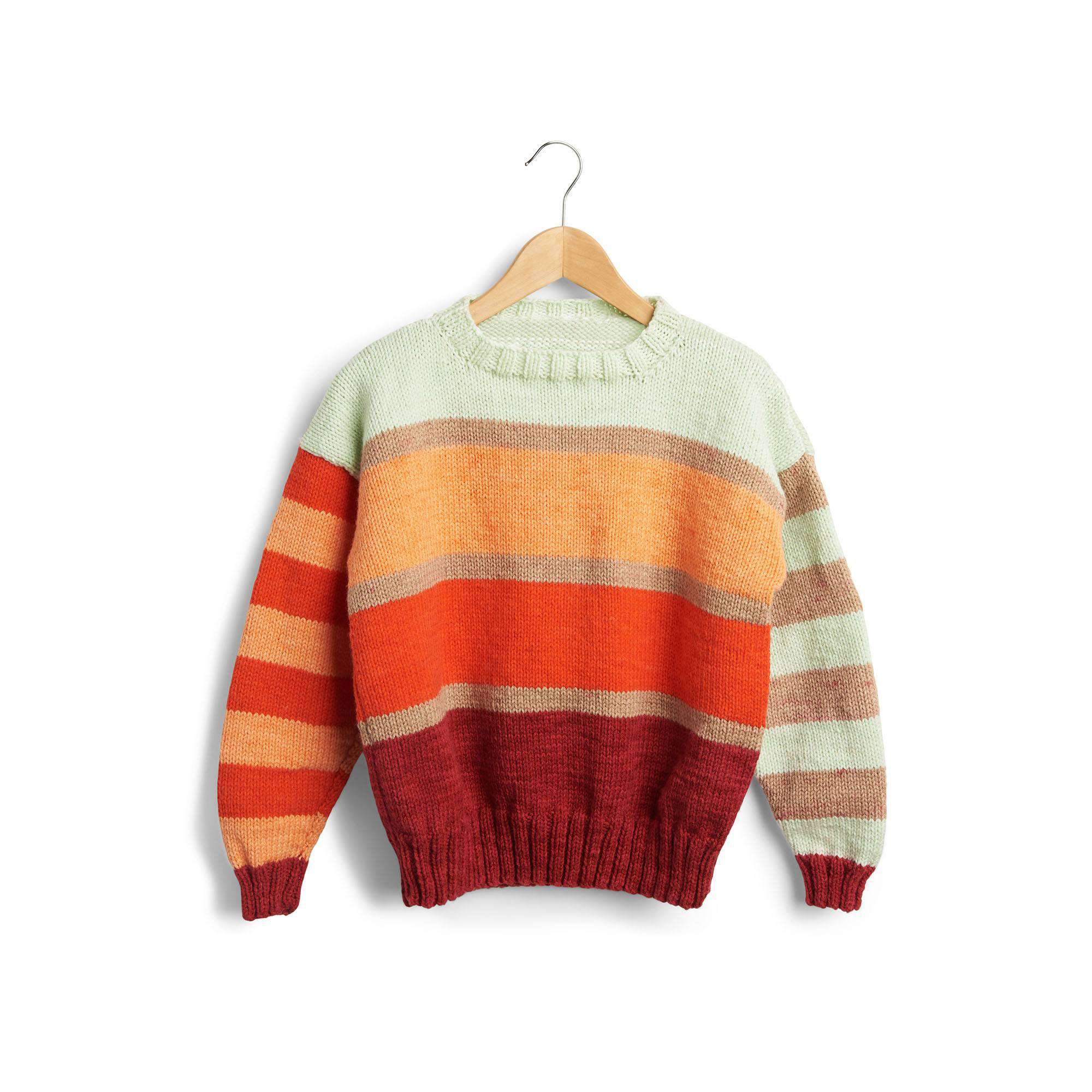 Free Caron The Right Stripe Knit Sweater Pattern | Yarnspirations