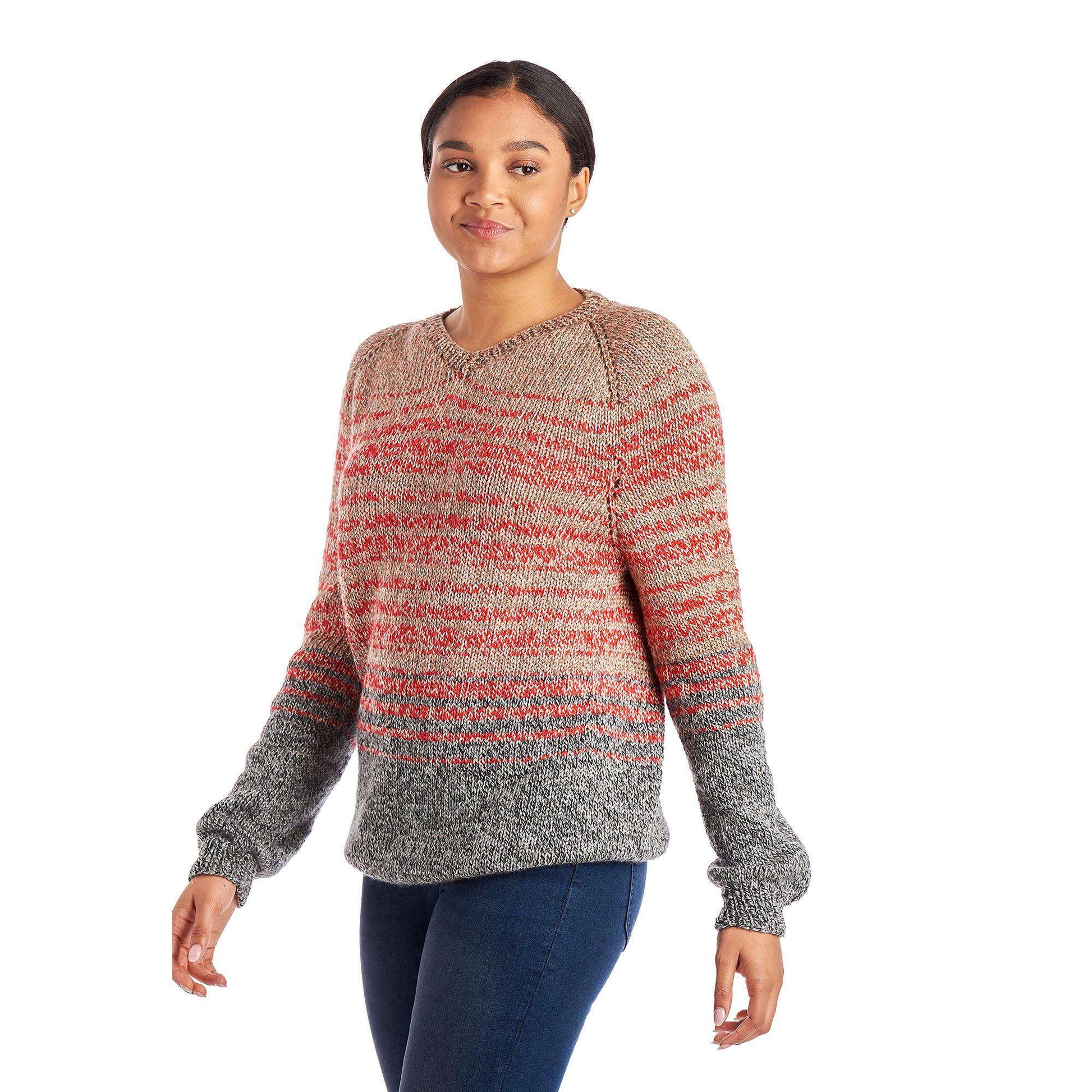 Free Caron Top Down Knit V Neck Pullover Pattern