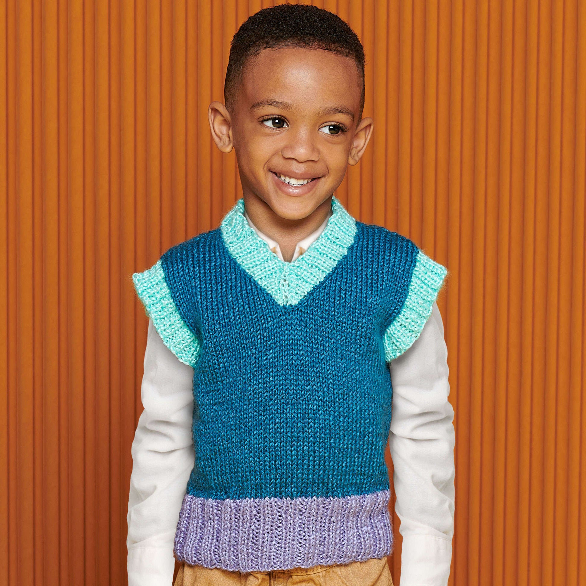 Free Caron Color-block Knit Vest Pattern