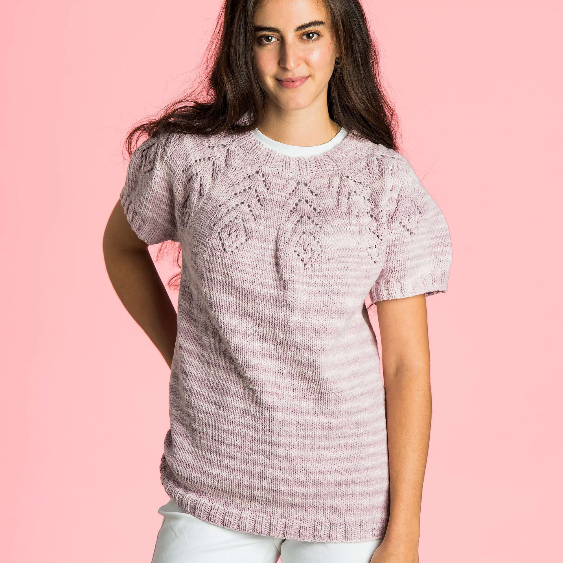 Free Caron Lace Yoke Tee Knitting Pattern Yarnspirations