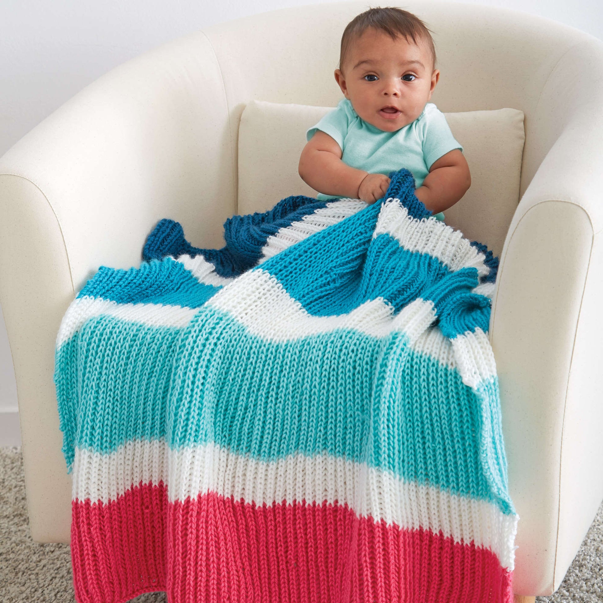 Free Caron Bold Stripes Knit Baby Blanket Pattern