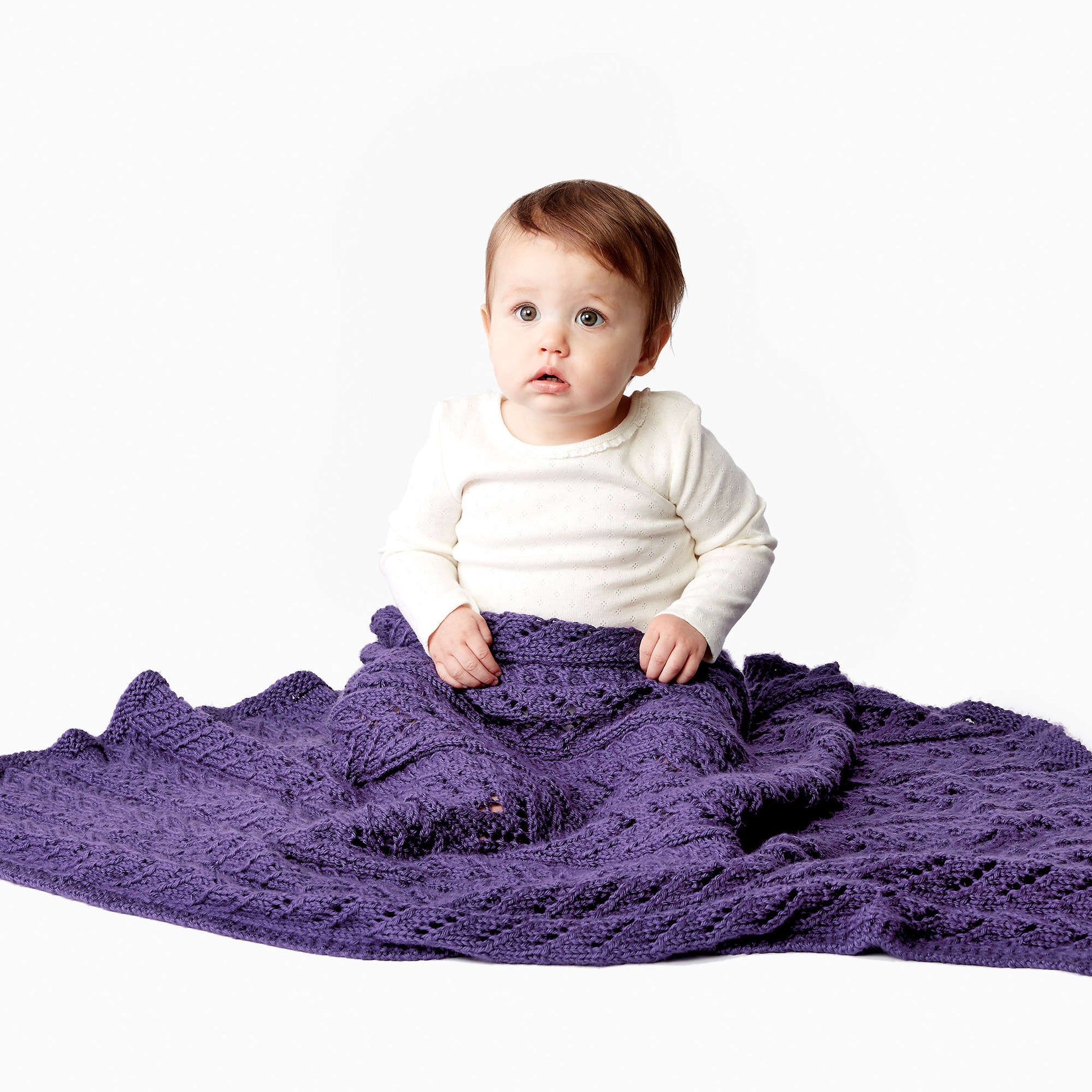 Free Caron Cables And Lace Knit Baby Blanket Pattern