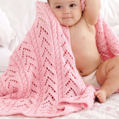 Caron Little Girl Pink Knit Baby Blanket Single Size