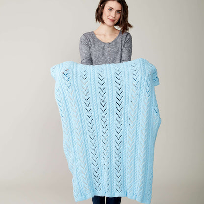 Caron Lace and Cables Knit Baby Blanket Single Size