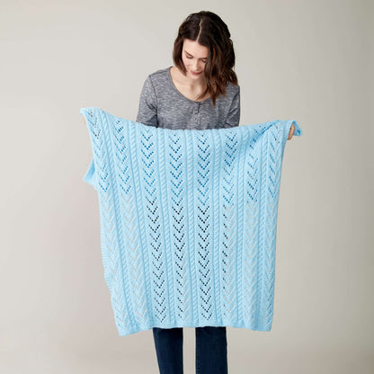 Caron Lace and Cables Knit Baby Blanket Single Size