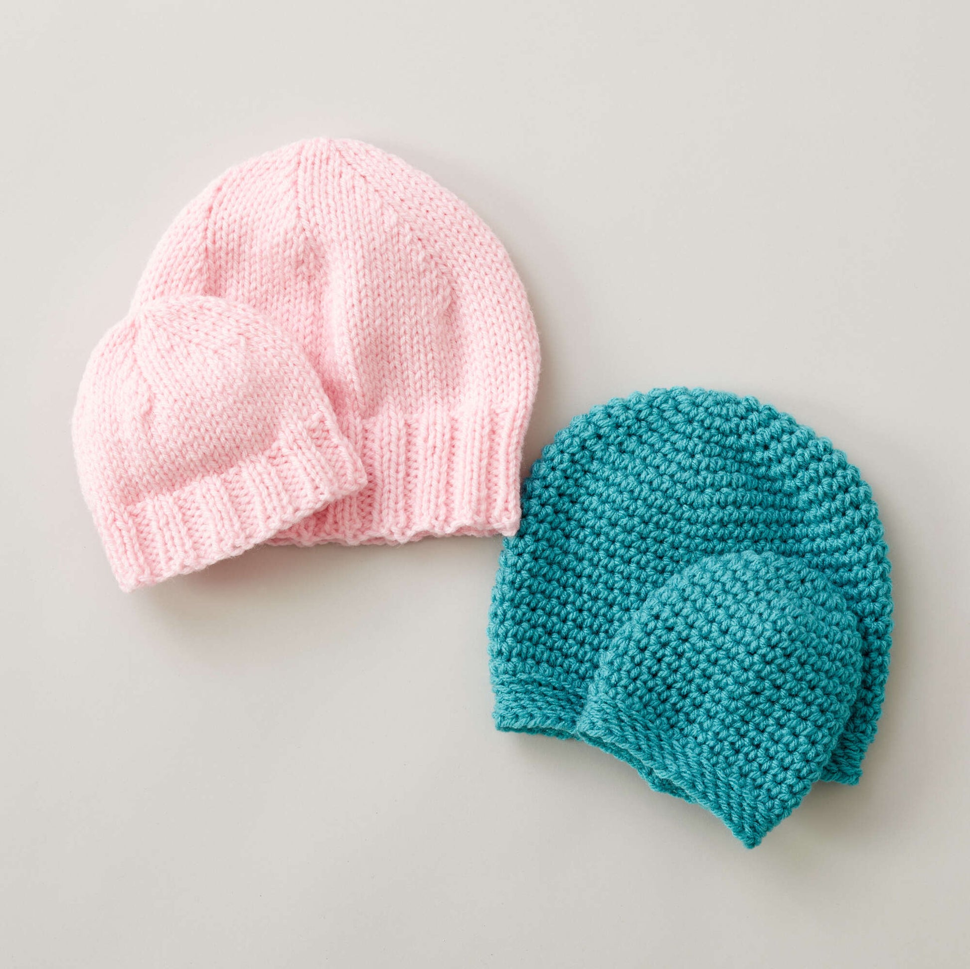 Free Caron Preemie To Toddler Size Knit Hats Pattern