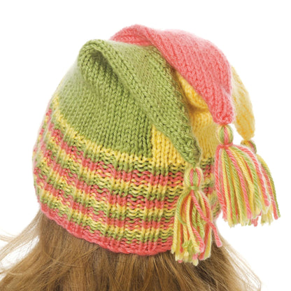 Caron Crochet Tripod Hat Pink/Green/Yellow