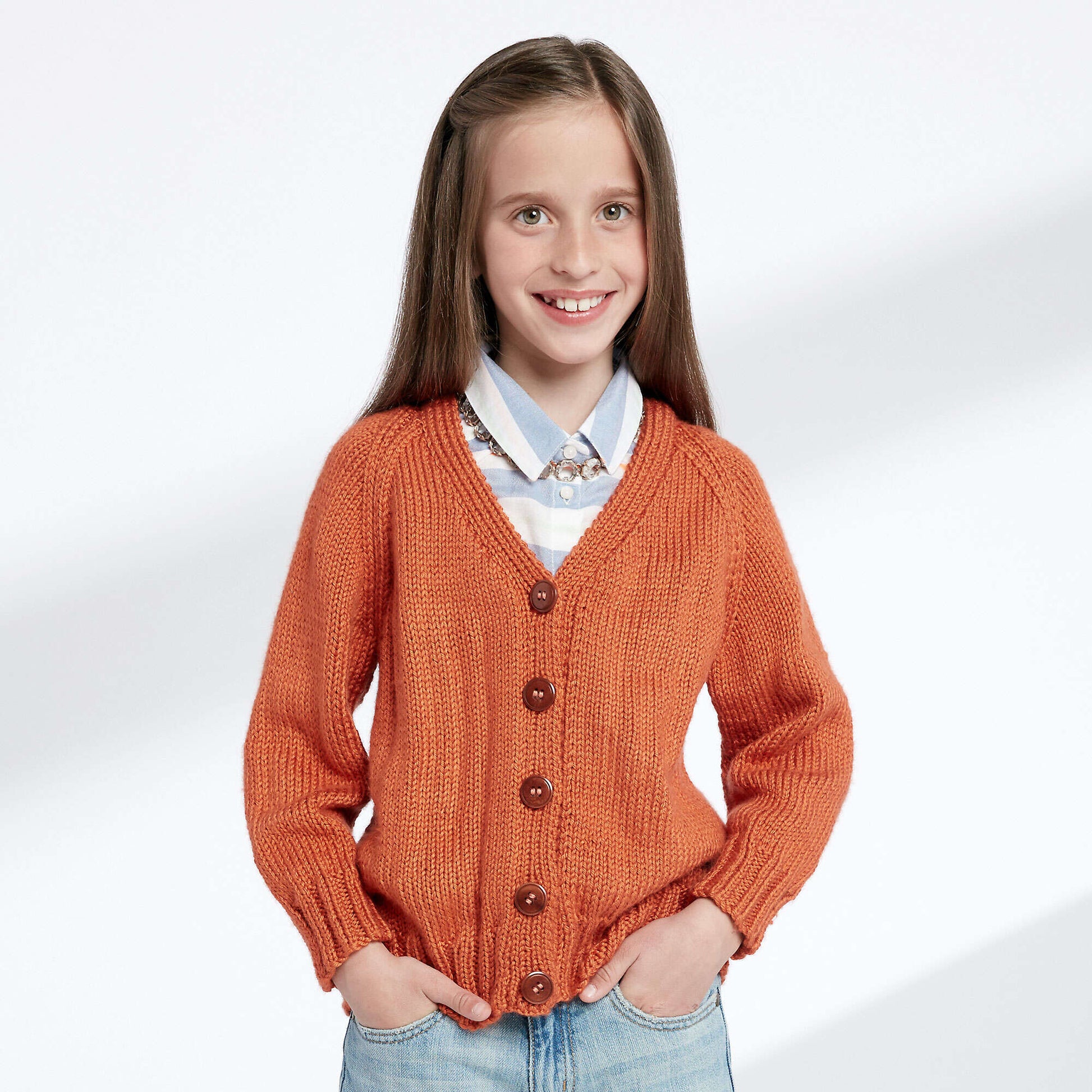 Free Caron Child's Knit V-Neck Cardigan Pattern