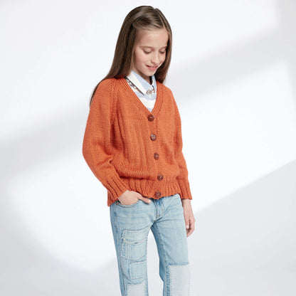 Caron Child's Knit V-Neck Cardigan Size 10