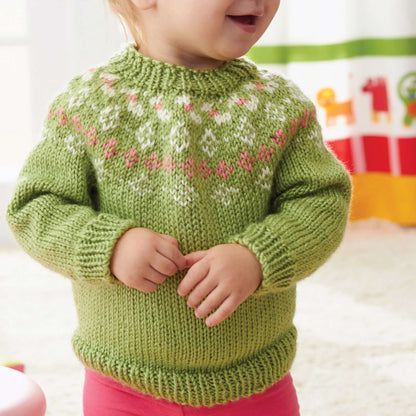 Caron Knit Girls' Garden Flowers Fair Isle Yoke Sweater 18 mos