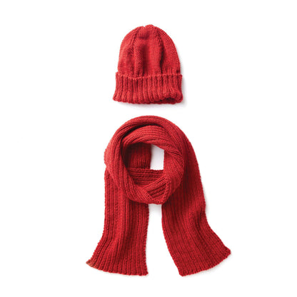 Caron Men's Basic Hat and Scarf Knit Set