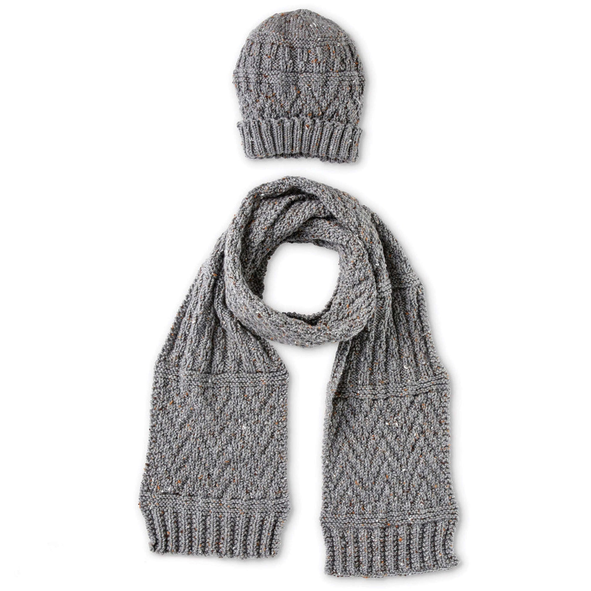 Free Caron Guernsey Textures Knit Hat And Scarf Pattern