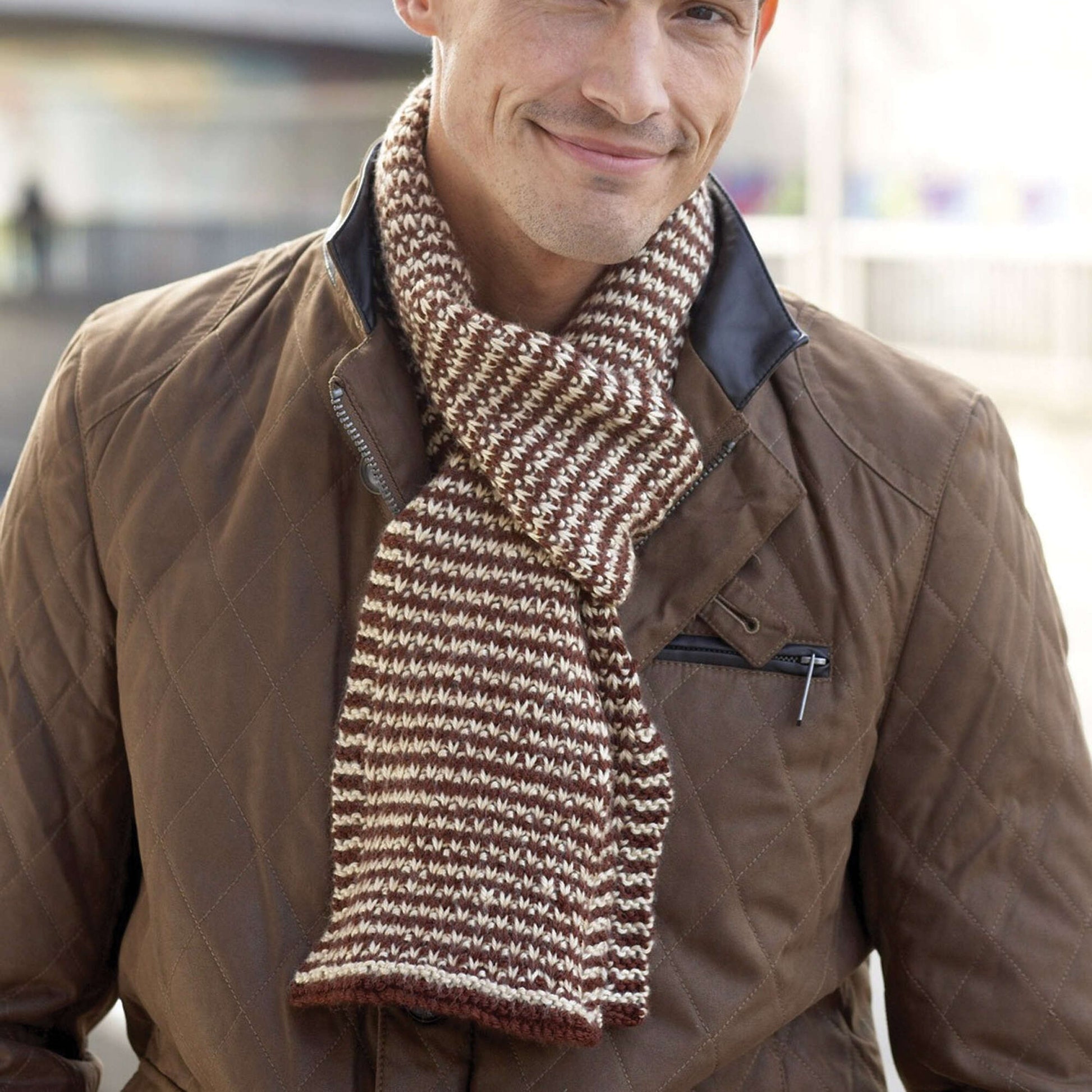 Free Caron Men's Interchangeable Scarves Knit Pattern